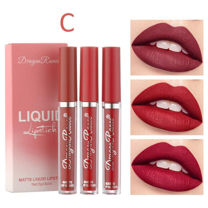 3pcs Velvet Matte Lip Gloss Set - Waterproof & Long-wear