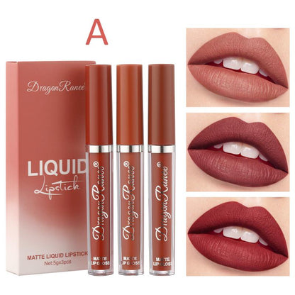 3pcs Velvet Matte Lip Gloss Set - Waterproof & Long-wear