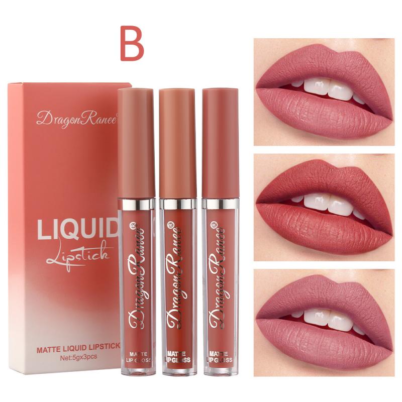 3pcs Velvet Matte Lip Gloss Set - Waterproof & Long-wear